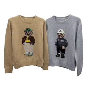 RL Automne/Hiver Nouveau <span class=keywords><strong>Pull</strong></span> en Mélange Laine-Coton Brodé Motif Ours Cartoon Col Rond Style Preppy Jeunesse Manches Longues Femme - Product Image 5