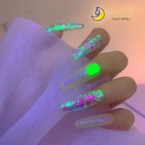 Новый продукт, дизайн, флуоресцентные украшения для ногтей, Супер Сияющие наклейки для ногтей в форме бабочки и звезды