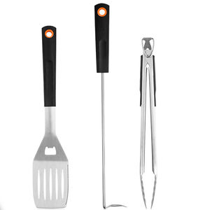 Juego de Barbacoa Profesional FYBQ de 3 Piezas de Acero Inoxidable, Accesorios para Parrilla al Aire Libre, Pinzas de Madera Resistentes al Calor, <span class=keywords><strong>Cuchillos</strong></span>, Herramientas de Limpieza - Product Image 2