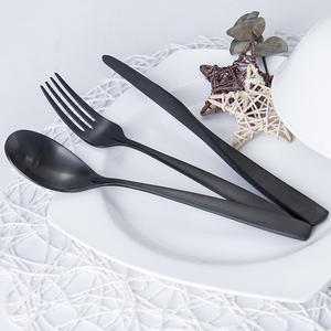 Soporte Vajilla con logotipo personalizado Cubiertos Besteck Set Tenedor Cuchara Cuchillo Cubiertos para restaurantes Negro - Product Image 2