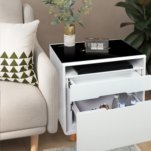 Vente en gros de meubles de luxe personnalisés à bas prix, grand tiroir de rangement réfrigérant, meubles de bureau à domicile, capteur LED, multifonctionnel, table de <span class=keywords><strong>chevet</strong></span> intelligente carrée - Product Image 2