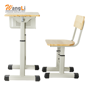 Moderne Studentenbureau En Stoelset-Strak Metalen Frame En Warm Houten Schoolmeubilair Voor Elke Kamer - Product Image 2