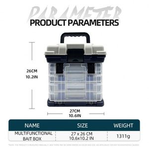Boîte de rangement d'accessoires de pêche à poignée portable avec 4 plateaux multi-compartiments détachables boîtes de matériel de leurre de pêche - Product Image 6