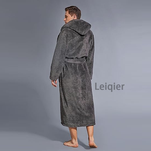 Accappatoio Termico in Lana Lavorata a Maglia con Logo Personalizzato, Morbido Pigiama con Cappuccio, Cappotto da Casa Extra-Lungo di Lusso con Tasche Grandi per <span class=keywords><strong>Uomo</strong></span> - Product Image 6