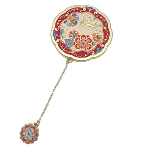 Vintage Custom Portable Metal Casting Printed Pendant Single-sided Mirror DIY Flower Pattern Handheld Makeup Mirror Promotion