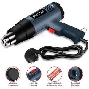 Industrial Home Hot Air Heat Gun with Power 2000W for DIY Crafts,Shrinking Tubes, Desoldering,Bending PVC,Stripping Paints