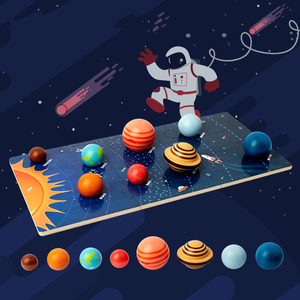 Giocattolo educativo in legno per bambini Puzzle 3D sistema solare pianeta giocattoli cognizione giocattoli per l'apprendimento per 3 anni bambino - Product Image 3