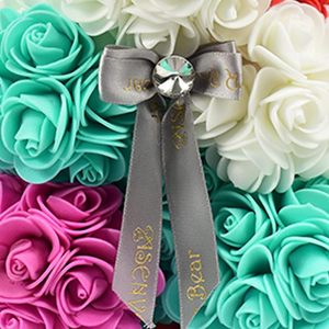 Fleurs artificielles en gros, ours en roses artificielles pour la Saint-Valentin, les anniversaires, la fête des mères et les mariages, avec une boîte cadeau rose de 10 pouces - Product Image 5