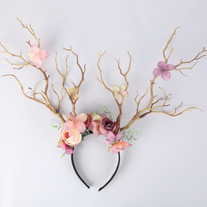 Diadema <span class=keywords><strong>de</strong></span> Flores <span class=keywords><strong>de</strong></span> <span class=keywords><strong>Cuento</strong></span> <span class=keywords><strong>de</strong></span> Hadas Navideña para Mujeres y Niñas, Diadema Retro con Ramas <span class=keywords><strong>de</strong></span> Árbol, Orejas <span class=keywords><strong>de</strong></span> Ciervo, Astas, Corona para el Cabello, Accesorios para Fiestas y Festivales - Product Image 4