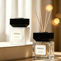 Flacon diffuseur de parfum en verre dépoli mat haut de gamme avec bouchon en bois noir, flacon vide pour arôme, autocollant personnalisé, parfum d'ambiance pour la maison