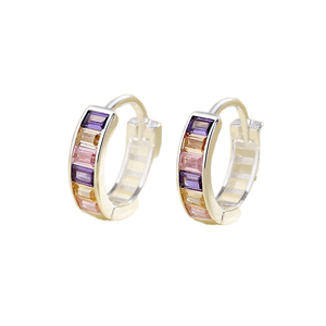 Wholesale 925 Sterling <b>Silver</b> <b>Huggie</b> Earrings with AAA Cubic Zircon Charms Vintage Style for Wedding Party or Gift - Product Image 2