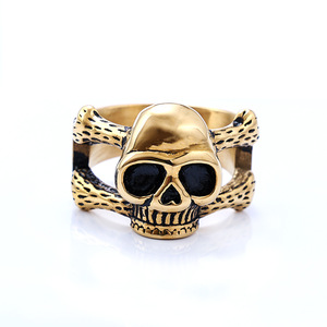 Anillo de Calavera de Acero Inoxidable de Alta Calidad, Estilo Retro Masónico Religioso con Incrustaciones de Piedras Preciosas, Chapado Hip-Hop, Geométrico, Árbol, Triángulo - Product Image 4