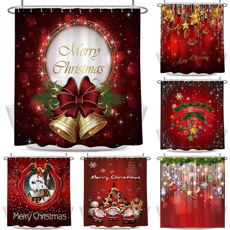Wholesale Special Price Custom 3d Printed Christmas Fabric Shower Curtain Bathroom Elegant Shower Curtain Polyester And Mat Set