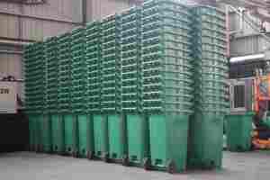 Contenedores de Basura de Plástico con Ruedas de 50L, Ecológicos, Ahorran Espacio, con Tapas Enrollables, Tamaño Pequeño para Uso Interior/Exterior - Product Image 4