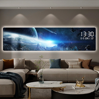 Peinture décorative sur le thème de l'espace cosmique, horloge numérique électronique, tableau mural pour chambre à coucher ou canapé