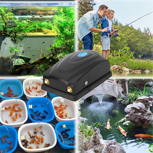 <span class=keywords><strong>Pompe</strong></span> à <span class=keywords><strong>oxygène</strong></span> transfrontalière pour petits aquariums et bacs à poissons - Silencieuse, pratique, double/simple sortie - Product Image 4