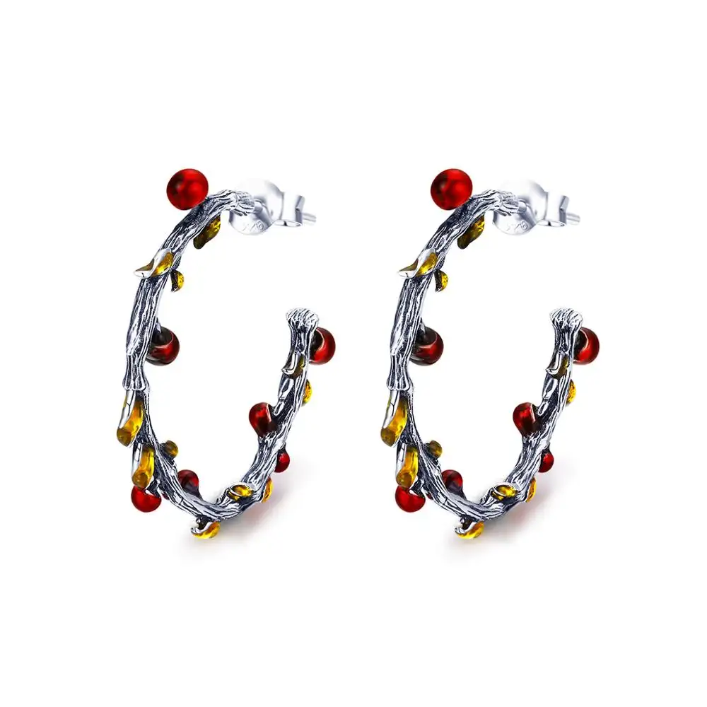 BAGREER SCE443 Fashion vintage verklaring multi kleur grote ronde rode oorbellen zilveren oorringen sieraden voor vrouwen meisjes
