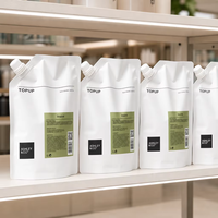 Pochette souple OEM minimaliste blanche mate avec bec verseur, 500 ml, 1000 ml, pour savon liquide et détergent, avec bouchon à vis d'angle