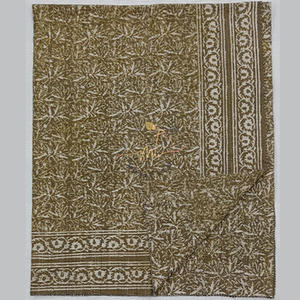 Edredón Kantha de Algodón Hecho a Mano con Estampado Dabu Índigo, Reversible, Ecológico, para Todas las Estaciones, de Doble Cara - Product Image 2