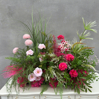 Chemin de table en fleurs artificielles bohèmes multicolores, style forêt, en soie, fait main, durable, pour décoration de mariage, toile de fond ou fenêtre