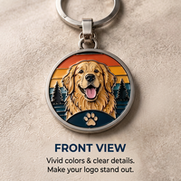 Médaille ronde personnalisée Golden Retriever en alliage de zinc émaillé, pendentif chien, porte-clés, surface lisse, logo gravé sur mesure, cadeau souvenir