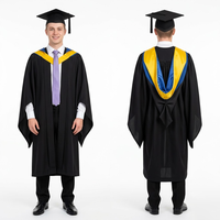 Robe de Cérémonie de Remise de Diplôme pour Adulte, Colorée, avec Capuche et Toque, pour Master en Économie et Diplôme de Baccalauréat