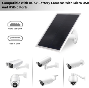 Cargador Solar Impermeable de Silicio Monocristalino PERC de Alta Eficiencia de 6W 5V, Puerto Micro USB-C, Soporte Ajustable de 360° para Cámara - Product Image 2