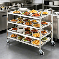 Chariot de service alimentaire à 4 niveaux sur roulettes avec rangement pour cantines, hôtels et pâtisseries