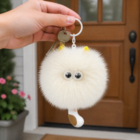 Porte-clés en fourrure de renard véritable en gros, pompon mignon pour sac, breloque chat, pendentif boule moelleuse, porte-clés en fourrure douce Kawaii, 10 couleurs, personnalisable OEM, 11 cm