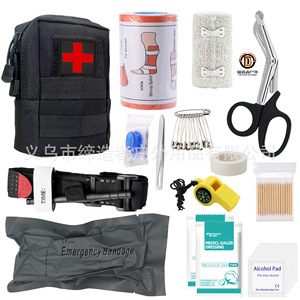 Kit de Primeros Auxilios para Supervivencia al Aire Libre, Suministros de Emergencia Tácticos Compactos, Bolsa de Nailon de 10.5x7x14.5cm con Asa en Forma de D - Product Image 3