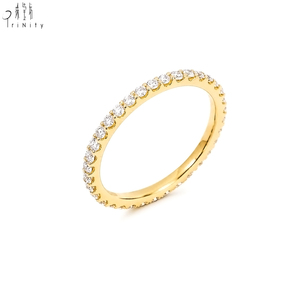 Anillo apilable de diseño clásico, muy vendido, de oro macizo de 18 quilates con diamantes naturales auténticos, ideal para uso diario. - Product Image 2
