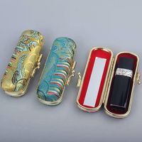 Boîte à cosmétiques portable en fer blanc recyclable, style chinois, avec couvercle rabattable, pour rouge à lèvres, blush, miroir et brillant à lèvres, format boîte à bijoux