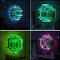 Miroir 3D contemporain à LED, éclairage écologique, tailles et motifs lumineux personnalisables, hôtels, clubs, miroir à lumière infinie