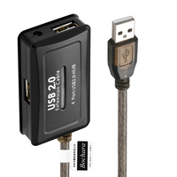 Bochara 4Ports USB 2.0 HUB Câble d'extension Mâle à Femelle Feuille + Tressé Blindé Intégré IC Chipset Double Blindé 5M 10M