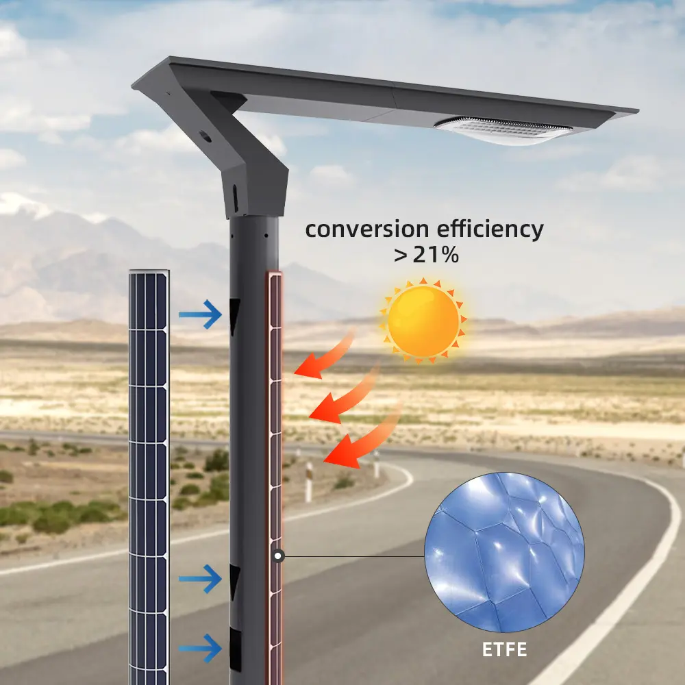 COLL outdoor solar street lamp column pole led30W lighting with controller vertical DIY easy Installation