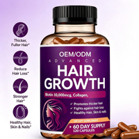 Capsules pour la croissance des cheveux avec biotine, favorisent des cheveux plus épais, réduisent la chute des cheveux pour des cheveux, une peau et des ongles sains, 120 capsules