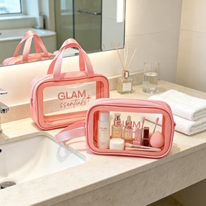 Bolsas de Maquillaje Transparentes de PU al por Mayor, Bolsas de Viaje Portátiles, Bolsa de Aseo Impermeable para Baño, Bolsas de Cosméticos para Vacaciones - Product Image 4