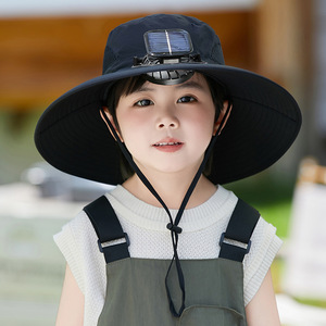 Chapeau de soleil à large bord pour enfants avec ventilateur solaire, faible consommation d'énergie, batterie au lithium 800 mAh, 6000 tr/min - Product Image 5