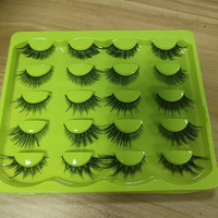 Faux cils en vison 3D avec logo personnalisé, vente en gros, 18 mm, effet naturel, 10 paires, plateau de cils mixtes œil de chat, imperméables et réutilisables