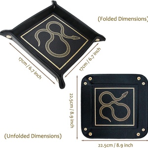 ถาดใส่ของอเนกประสงค์ Boshiho แบบชั้นเดียวสำหรับผู้ชาย ทำจากหนัง ใส่เครื่องประดับ กุญแจ โทรศัพท์ กล่องใส่เหรียญ ของใช้ข้างเตียง สีดำทอง - Product Image 5