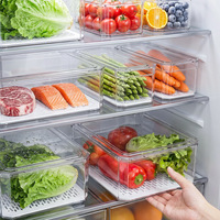 7-delige set stapelbare plastic koelkastorganizers met afsluitbare deksels, BPA-vrij, voor fruit, dranken en ontbijtgranen