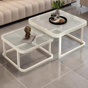 Table basse en verre trempé 80x80cm, mobilier de salon moderne et minimaliste, design simple haut de gamme - Product Image 3