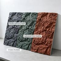 Panneau mural en pierre flexible 3D, surface rocheuse rugueuse, revêtement multicolore pour aménagement paysager et mur décoratif