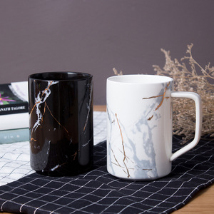 Tazas de cerámica personalizadas con diseño de mármol y asa, juego de tazas de café para parejas, para regalo. - Product Image 1