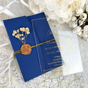 Custom Handmade Acrylic Greeting Card With Paper Envelope Dried Flowers Wax Seal <strong>Invitation</strong> Cards Wedding <strong>Invitations</strong> - Product Image 4