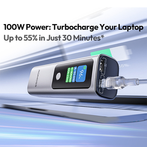 Banque d'alimentation portable ROMOSS argentée haute capacité 10000mAh 130W avec charge rapide Type-C en alliage d'aluminium pour téléphone - Product Image 3