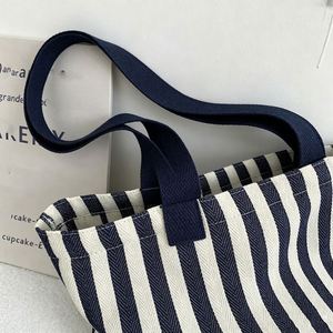 Wholesale Striped Canvas Tote <b>Large</b> Capacity Shoulder Shopping <b>Bag</b> Handbag With Custom Logo - Product Image 3