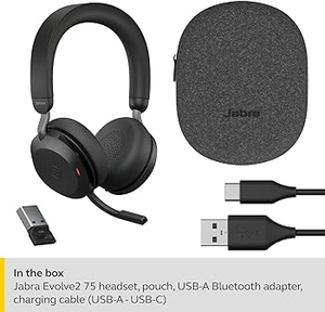 Pour <span class=keywords><strong>casque</strong></span> sans fil <span class=keywords><strong>Jabra</strong></span> Evolve2 75MS avec microphone USB-A/USB-C avec/sans station de charge - Product Image 5