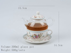 Service à thé en verre borosilicate floral avec chauffe-bougie et tasse – Écologique, résistant à la chaleur, pour thé en vrac, idéal pour la maison/l'hôtel - Product Image 4