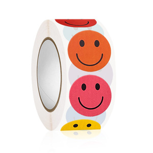 Autocollant en papier adhésif imperméable à huit couleurs, motif visage souriant, mignon, pour récompense d'enfants, sceau d'expression, artisanat de bougies, cadre <span class=keywords><strong>photo</strong></span> - Product Image 5